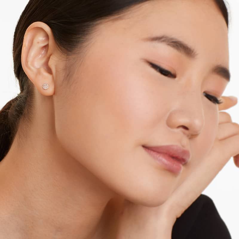 Petite Diamond Earrings In 14K Rose Gold