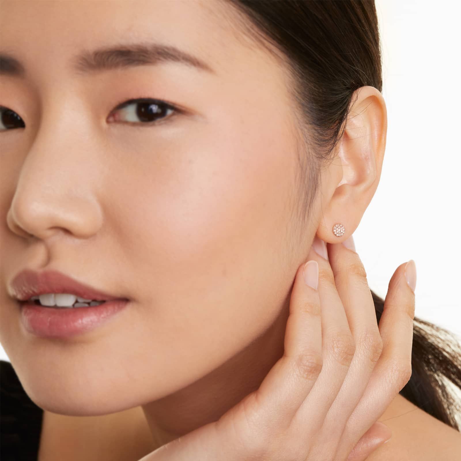 Petite Diamond Earrings In 14K Rose Gold