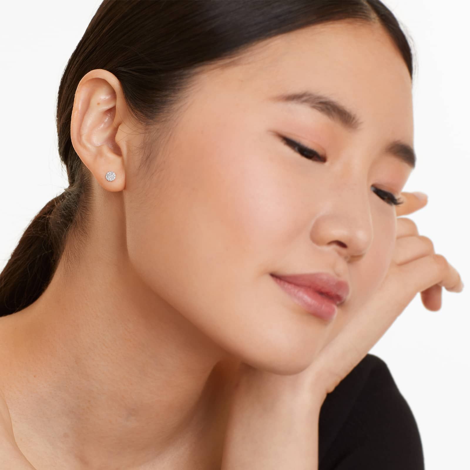 Petite Diamond Earrings In 14K White Gold