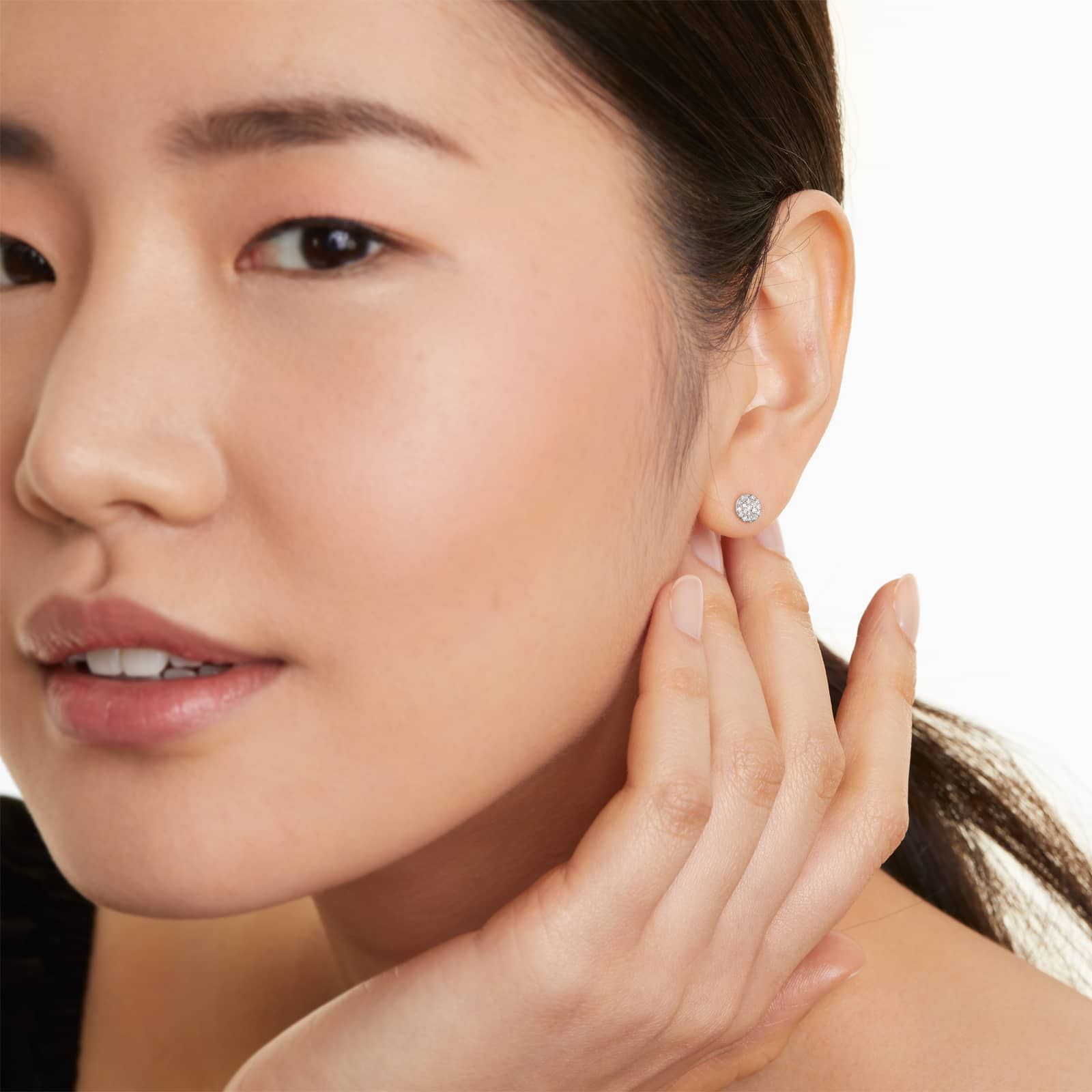 Petite Diamond Earrings In 14K White Gold