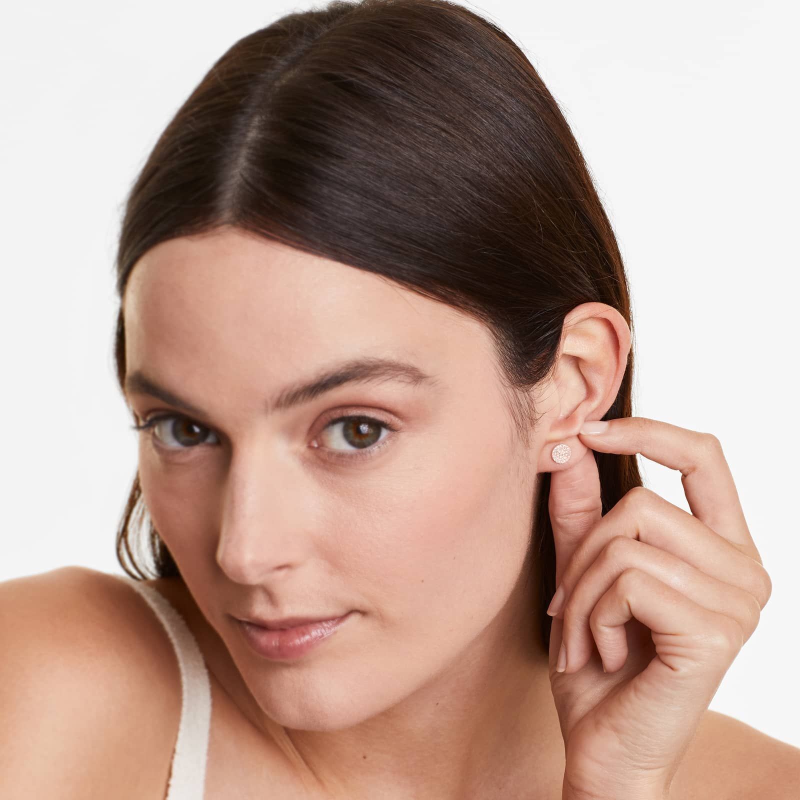 Disc Diamond Earrings In 14K Rose Gold