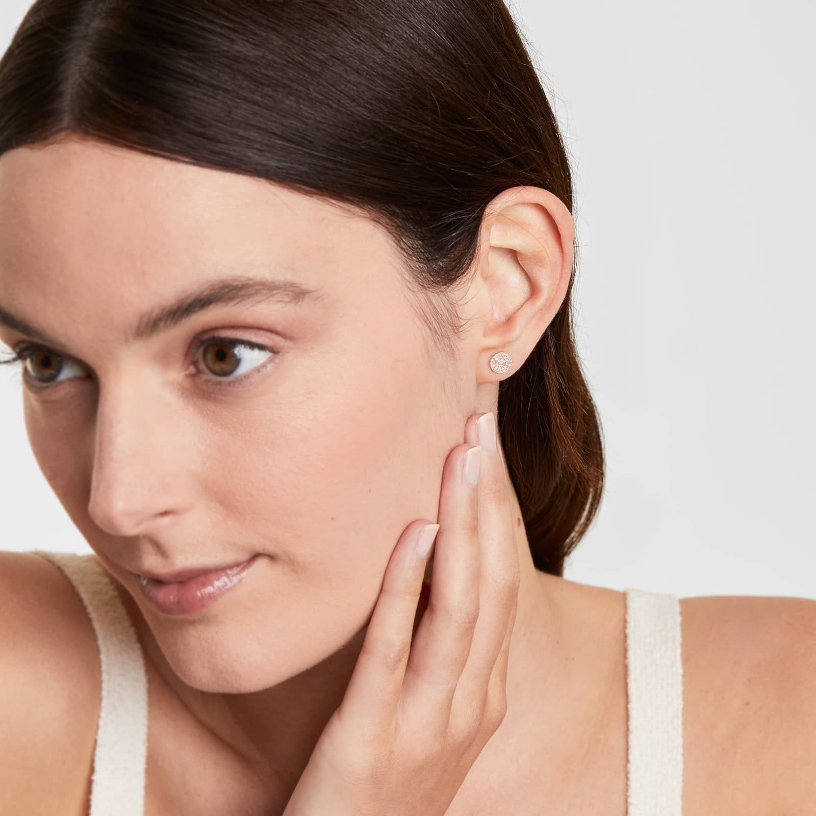 Disc Diamond Earrings In 14K Rose Gold