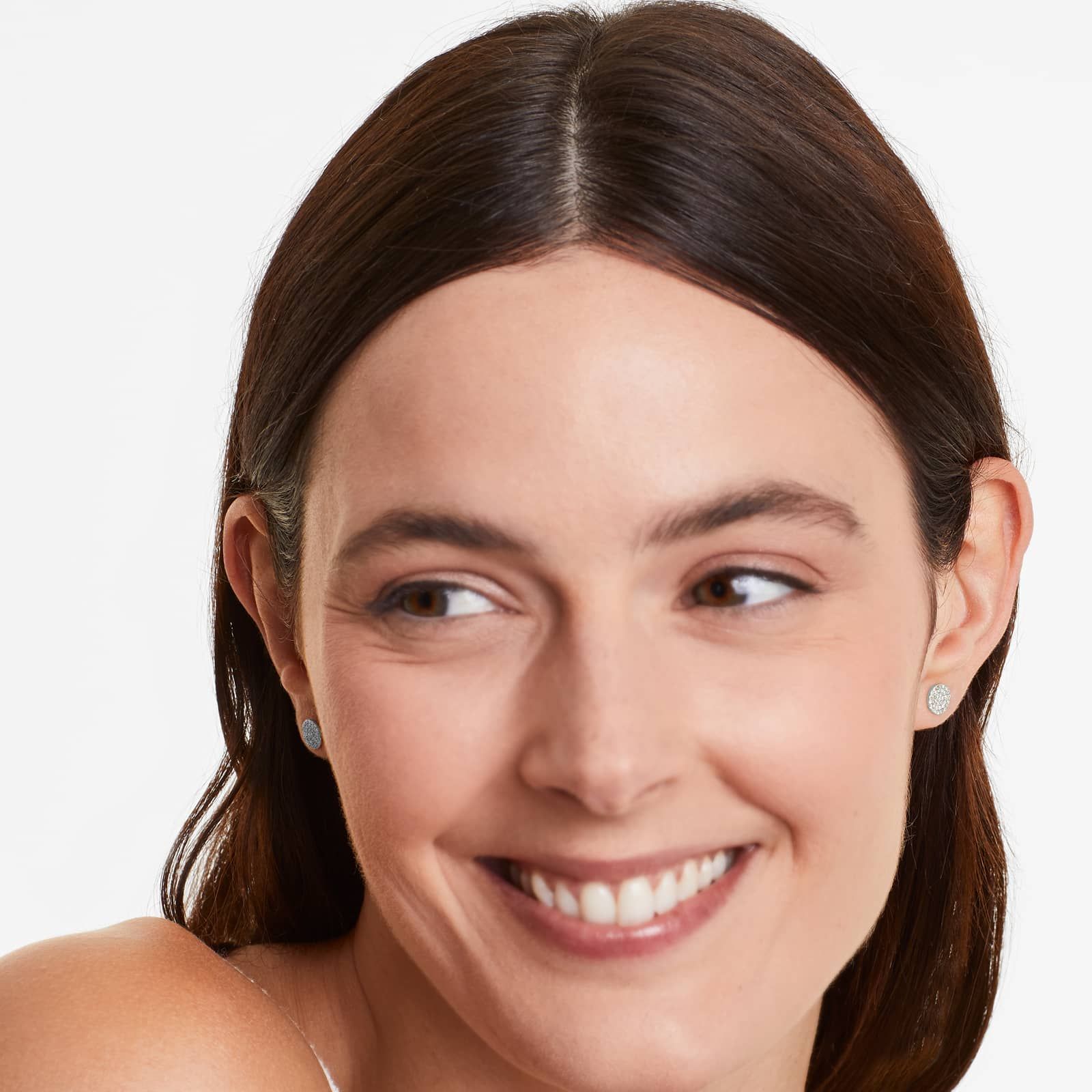 Disc Diamond Earrings In 14K White Gold