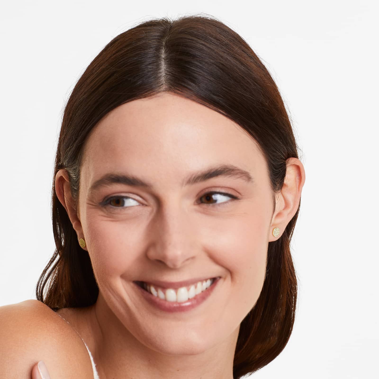 Disc Diamond Earrings In 14K Yellow Gold