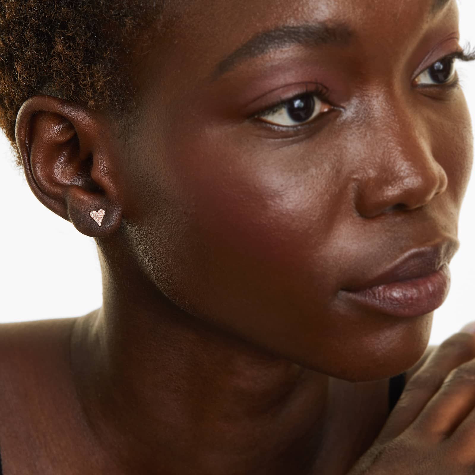 Heart Earrings With Round Diamonds In 14K Rose Gold