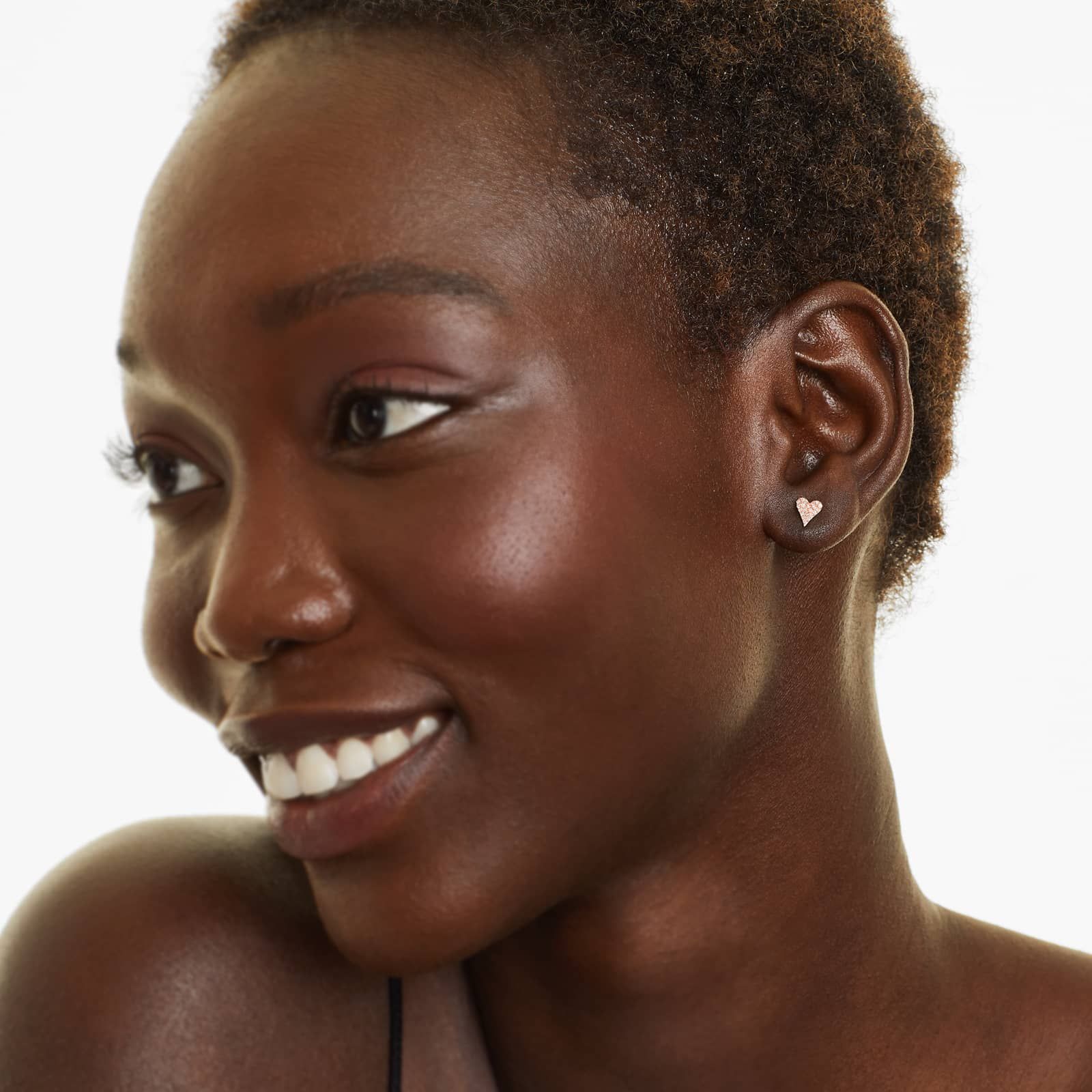 Heart Earrings With Round Diamonds In 14K Rose Gold