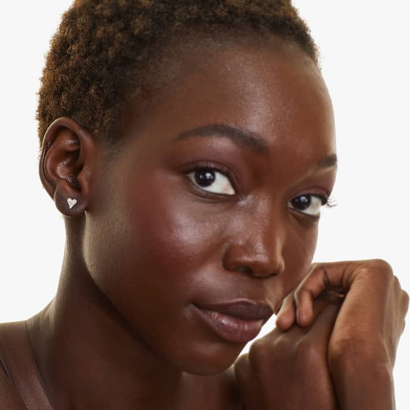 Heart Earrings With Round Diamonds In 14K White Gold