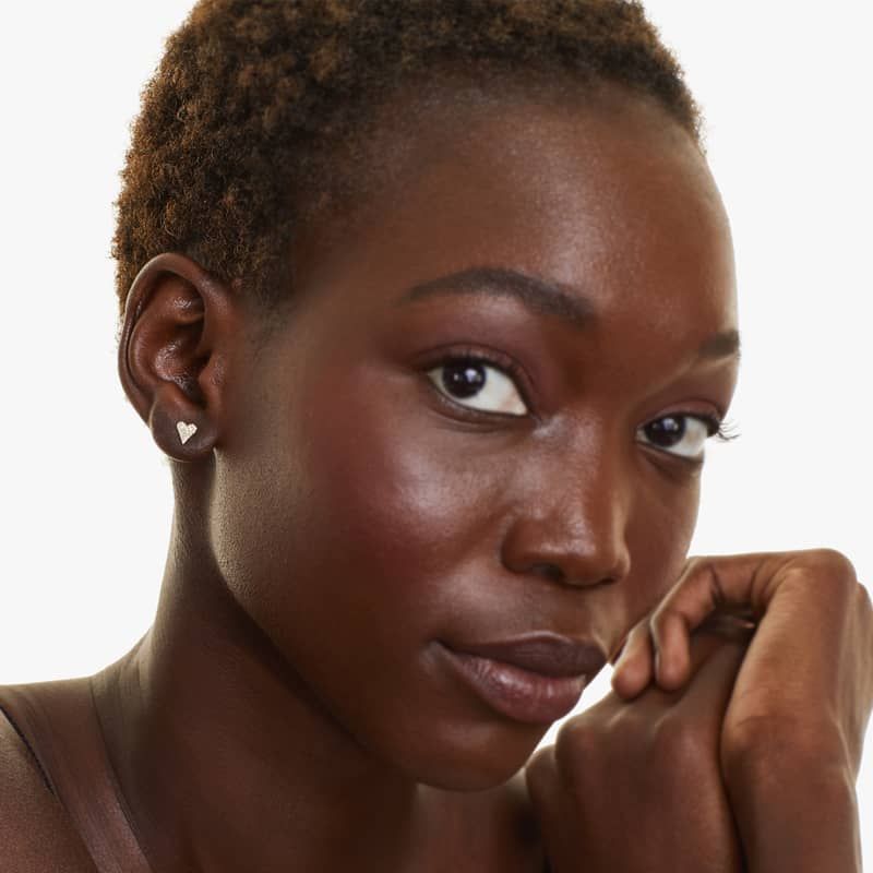 Heart Earrings With Round Diamonds In 14K Yellow Gold