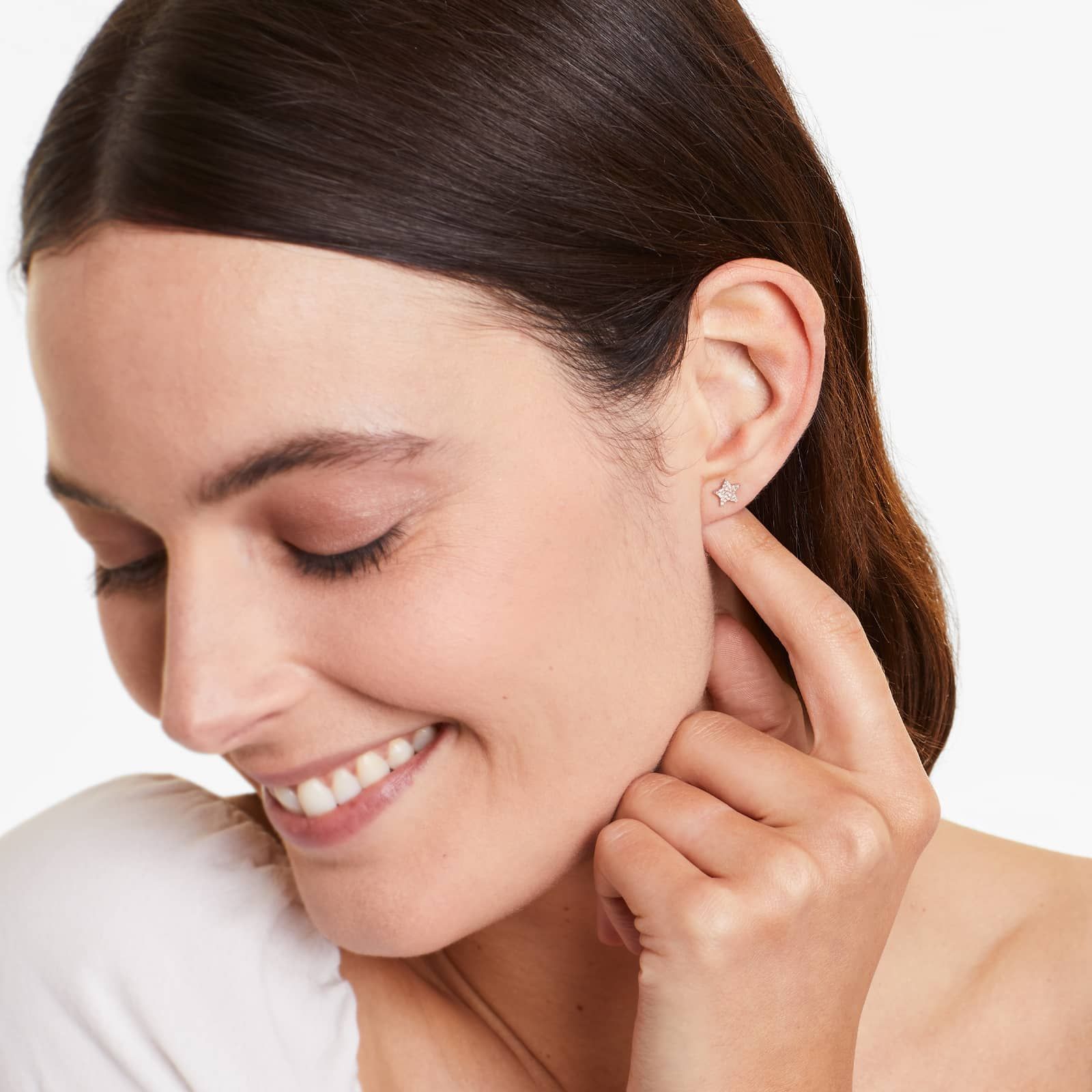 Star Diamond Earrings In 14K Rose Gold