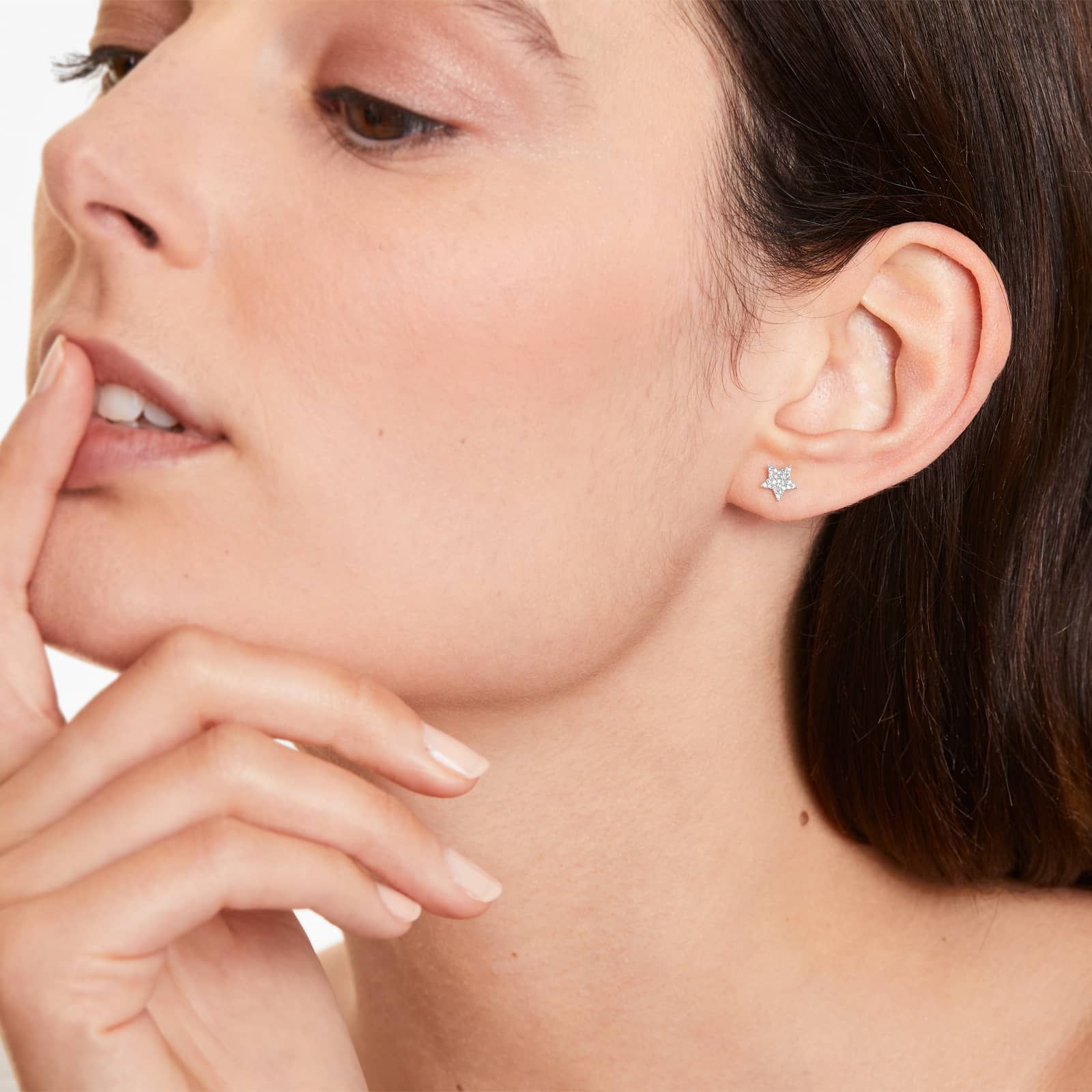 Star Diamond Earrings In 14K White Gold