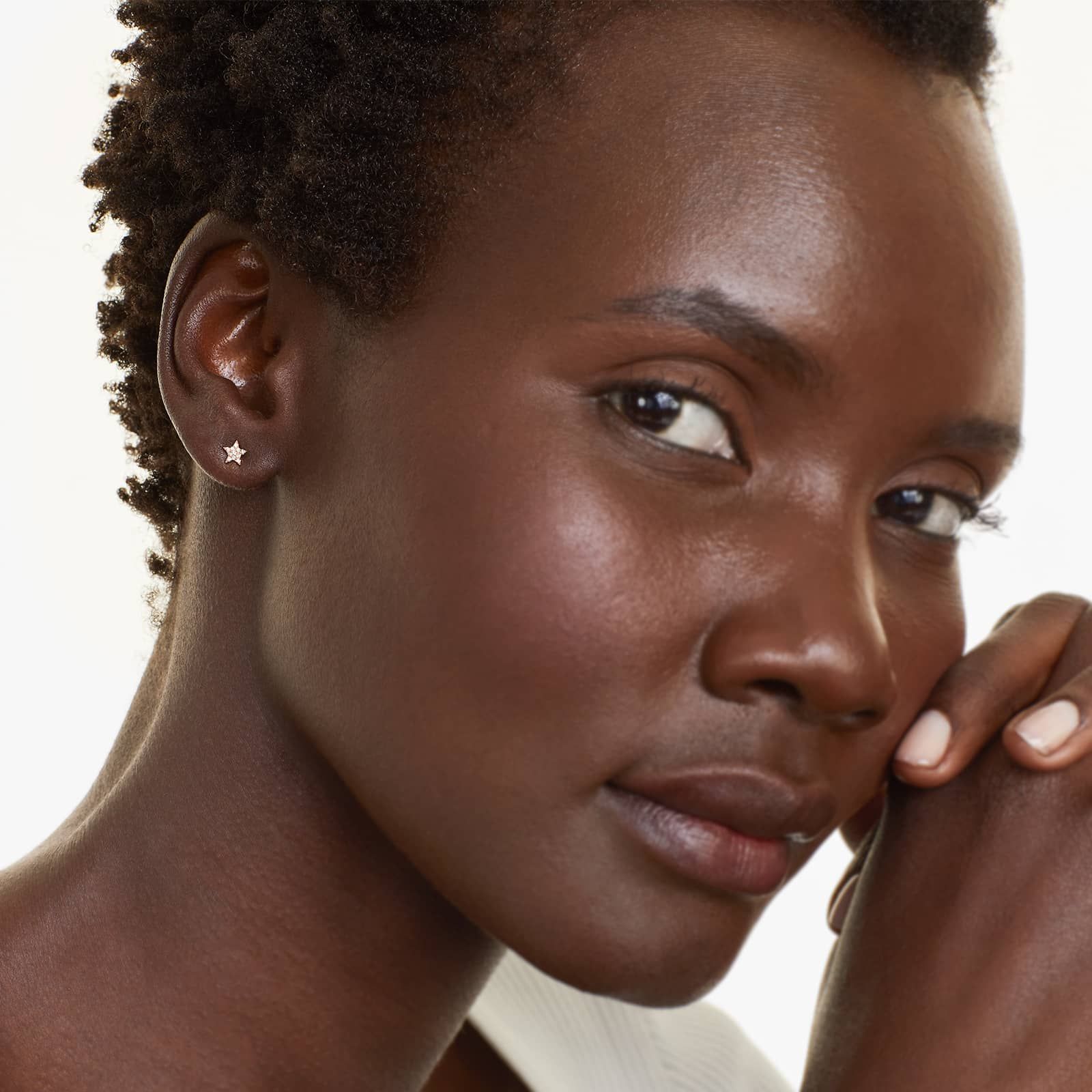 Petite Star Diamond Earrings In 14K Rose Gold