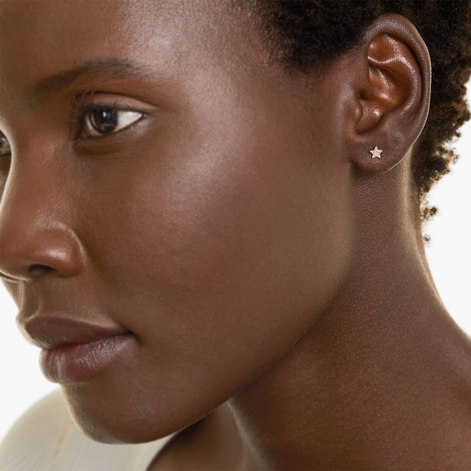 Petite Star Diamond Earrings In 14K Rose Gold