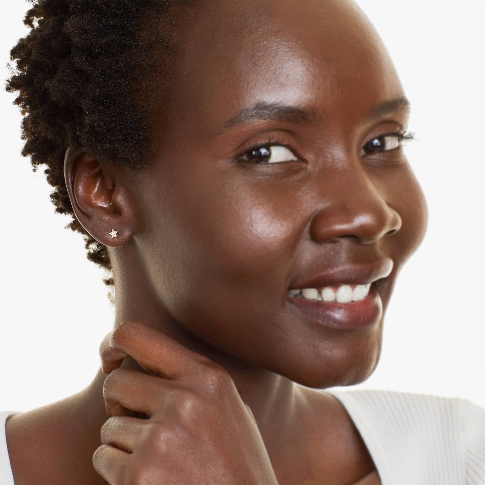 Petite Star Diamond Earrings In 14K Rose Gold