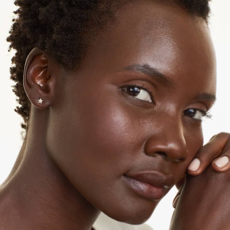 Petite Star Diamond Earrings In 14K Yellow Gold