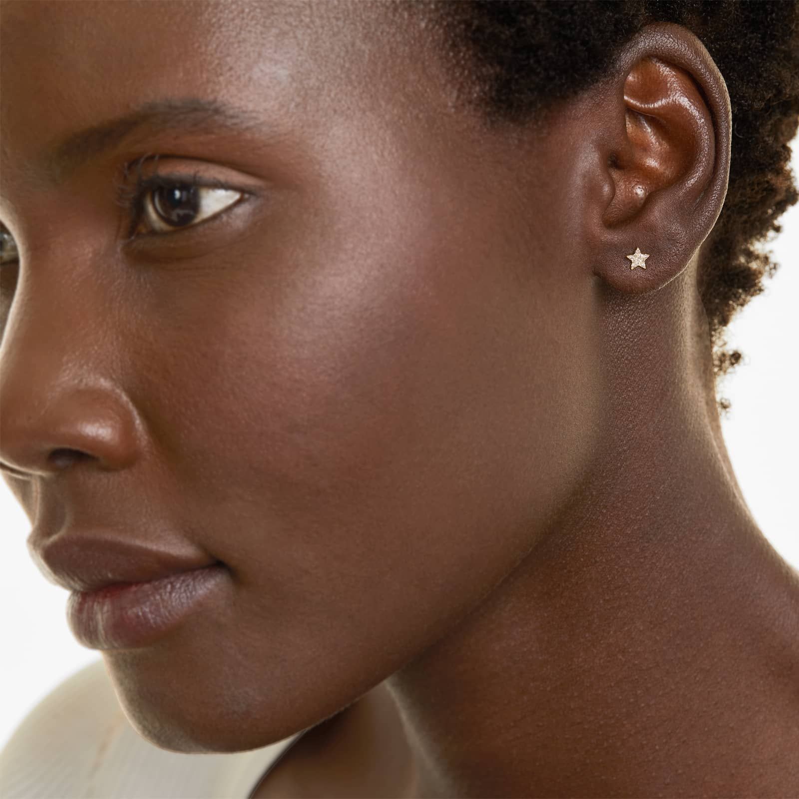 Petite Star Diamond Earrings In 14K Yellow Gold