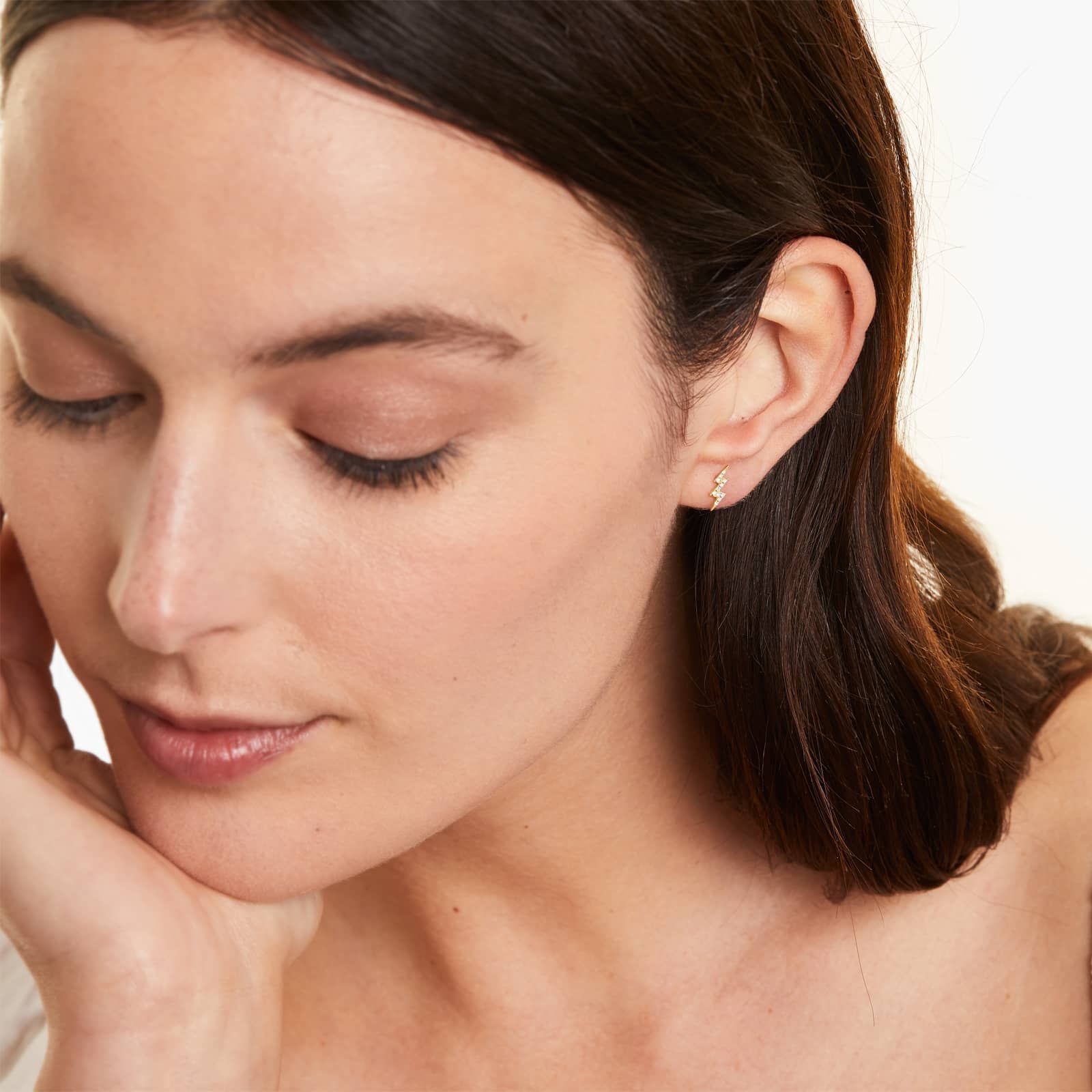 Lightning Bolt Diamond Earrings In 14K Yellow Gold