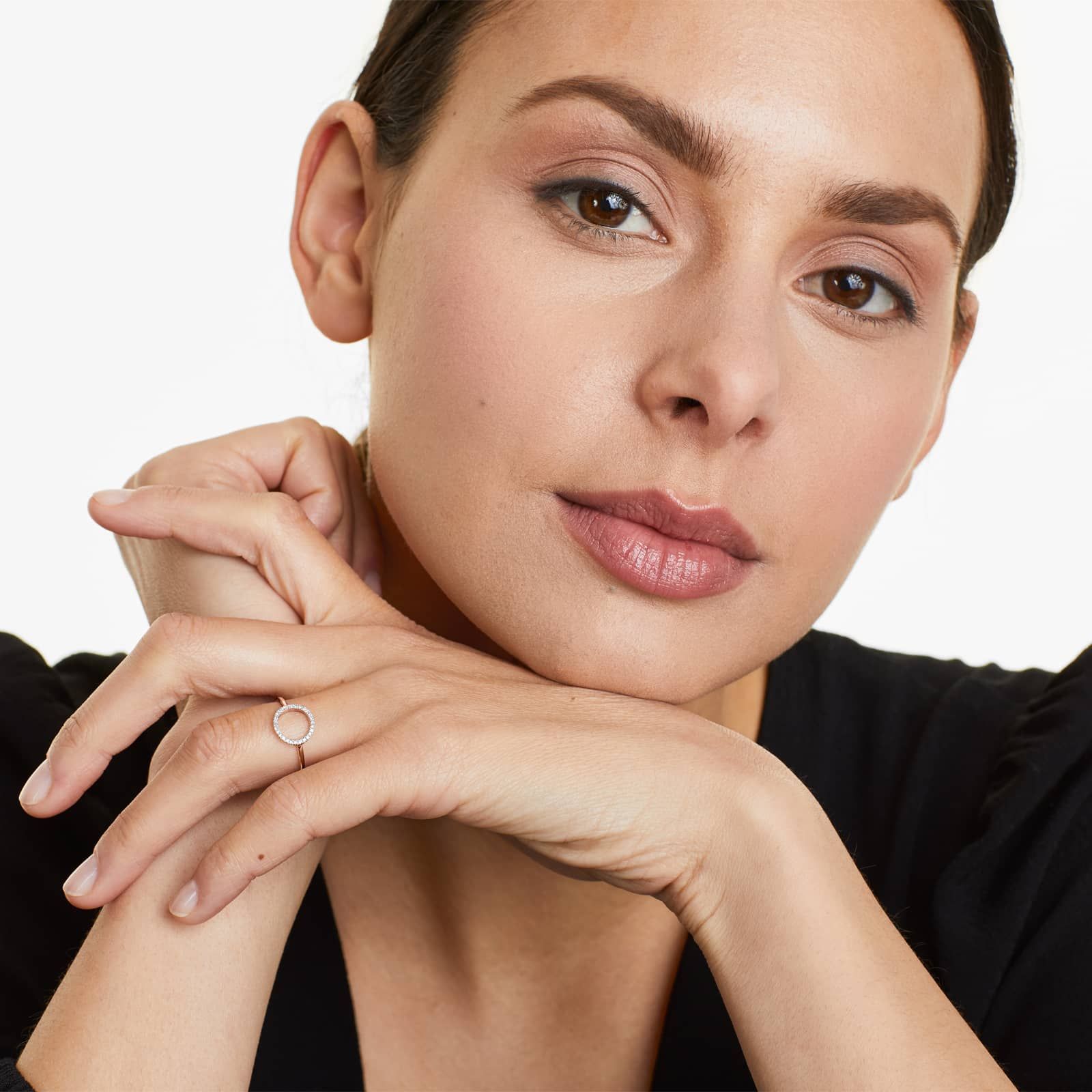 Open Circle Diamond Ring In 14K Rose Gold