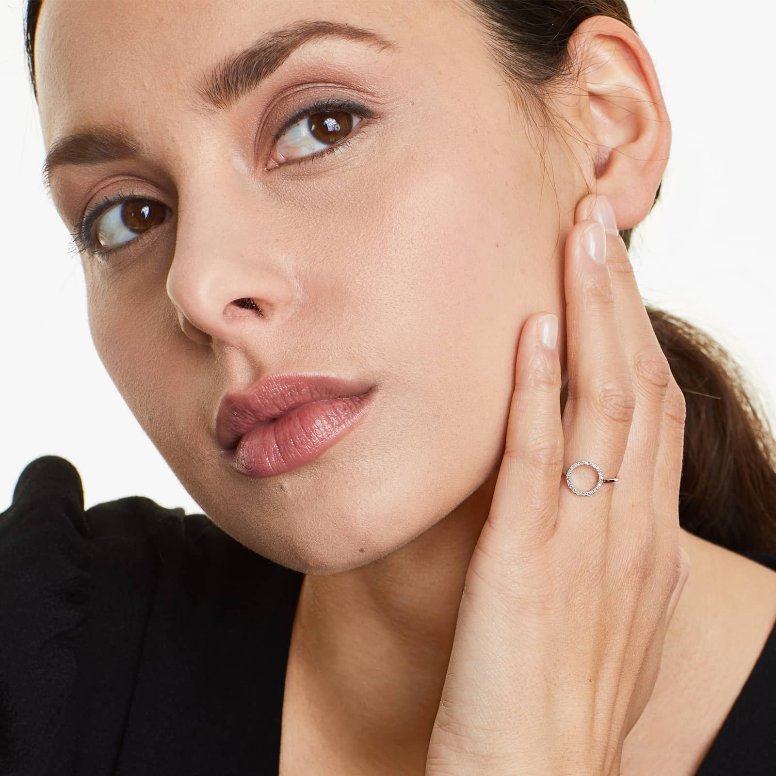 Open Circle Diamond Ring In 14K Rose Gold