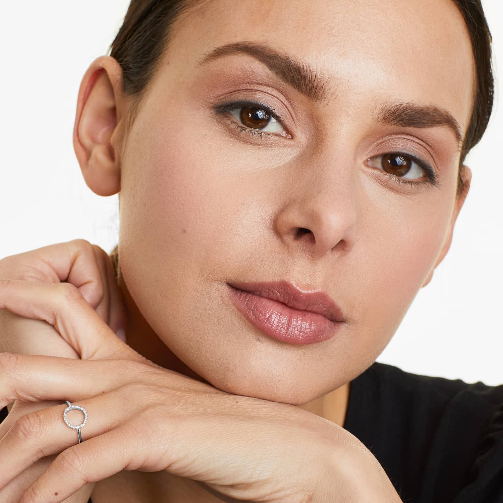 Open Circle Diamond Ring In 14K White Gold