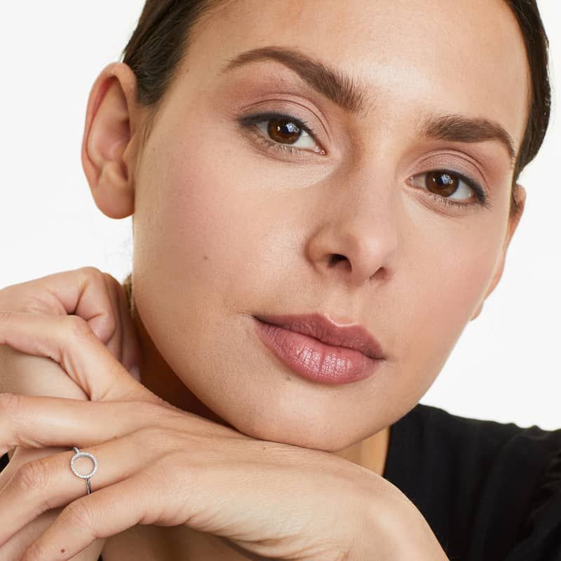 Open Circle Diamond Ring In 14K White Gold