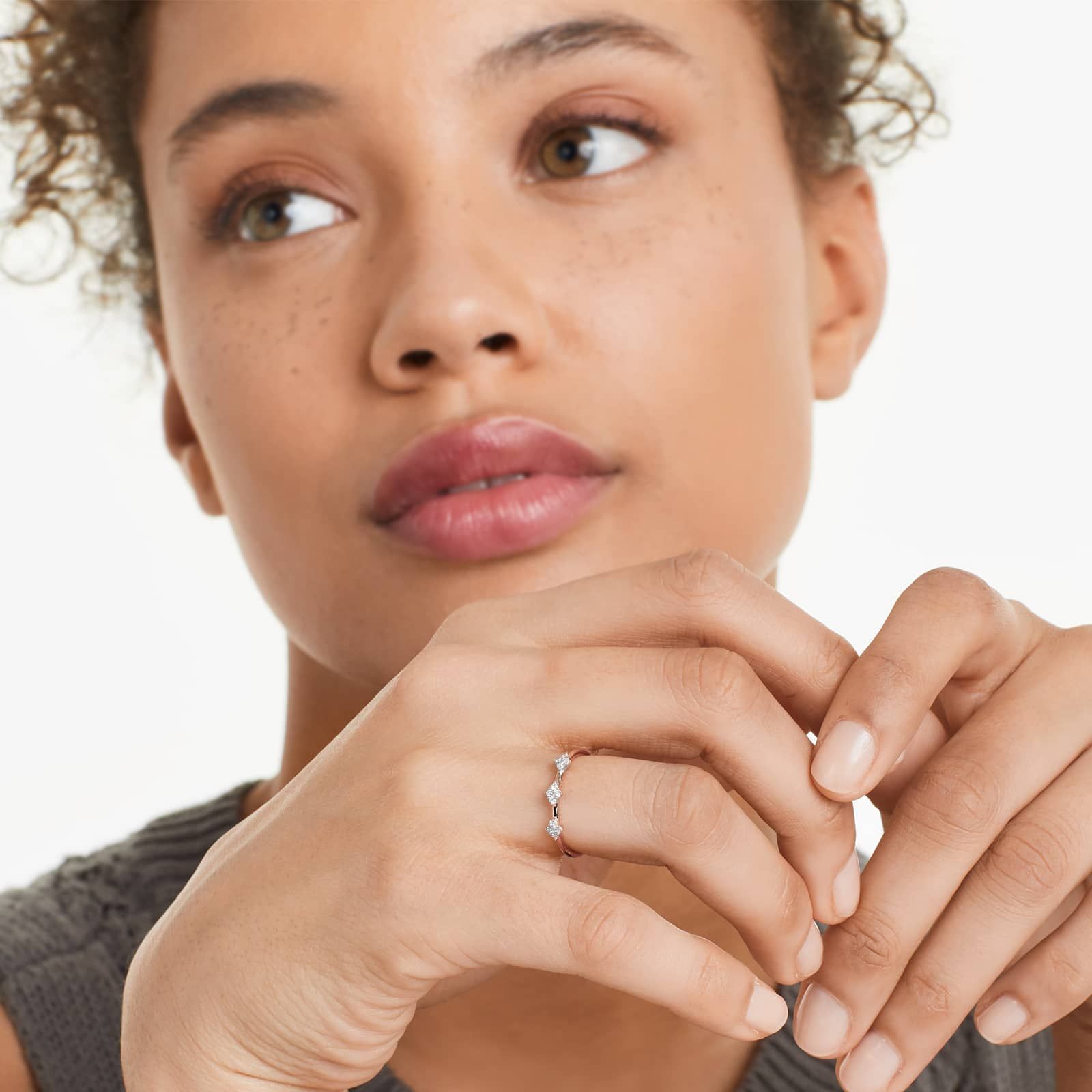 Rhombus Diamond Ring In 14K Rose Gold