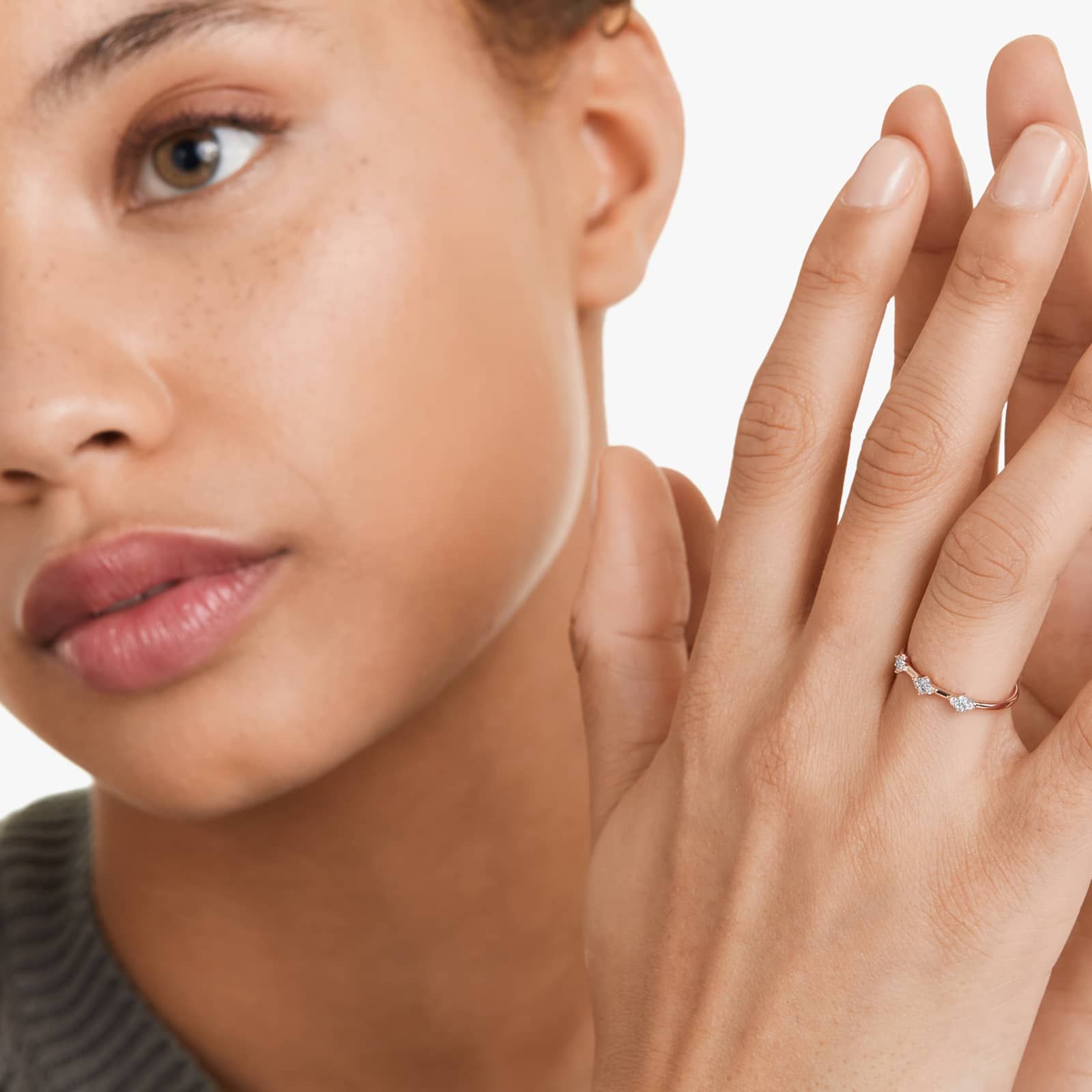 Rhombus Diamond Ring In 14K Rose Gold