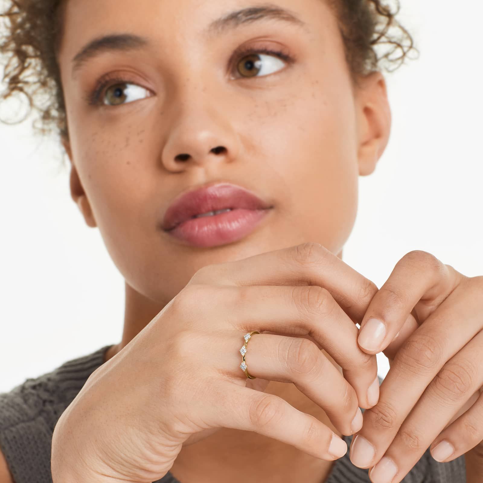 Rhombus Diamond Ring In 14K Yellow Gold