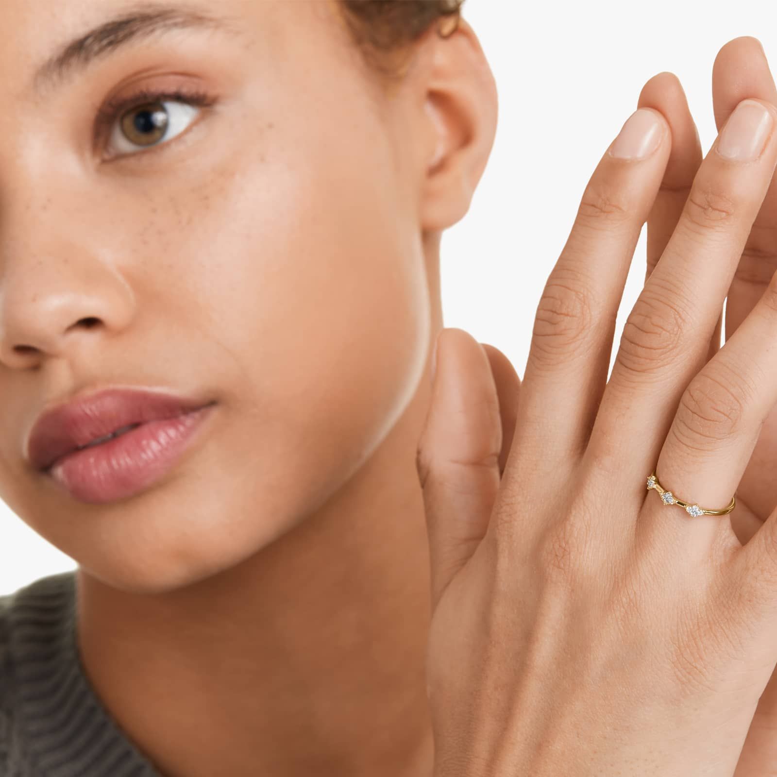 Rhombus Diamond Ring In 14K Yellow Gold