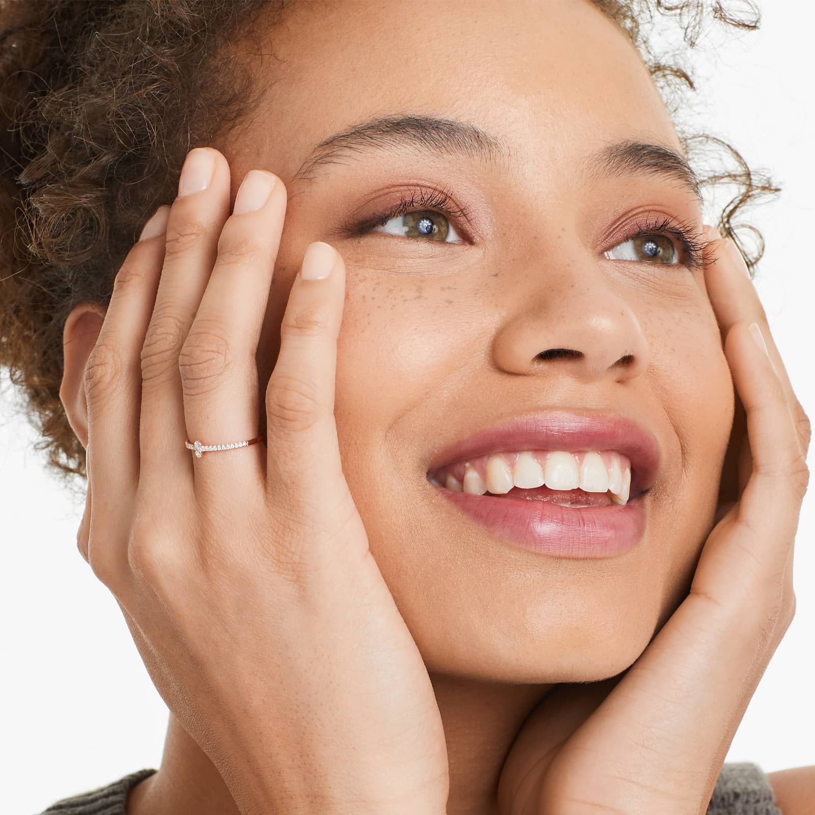 North South Diamond Ring In 14K Rose Gold