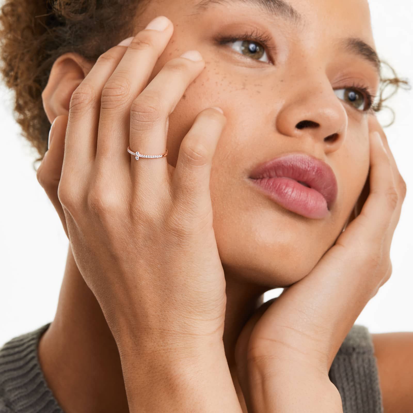 North South Diamond Ring In 14K Rose Gold