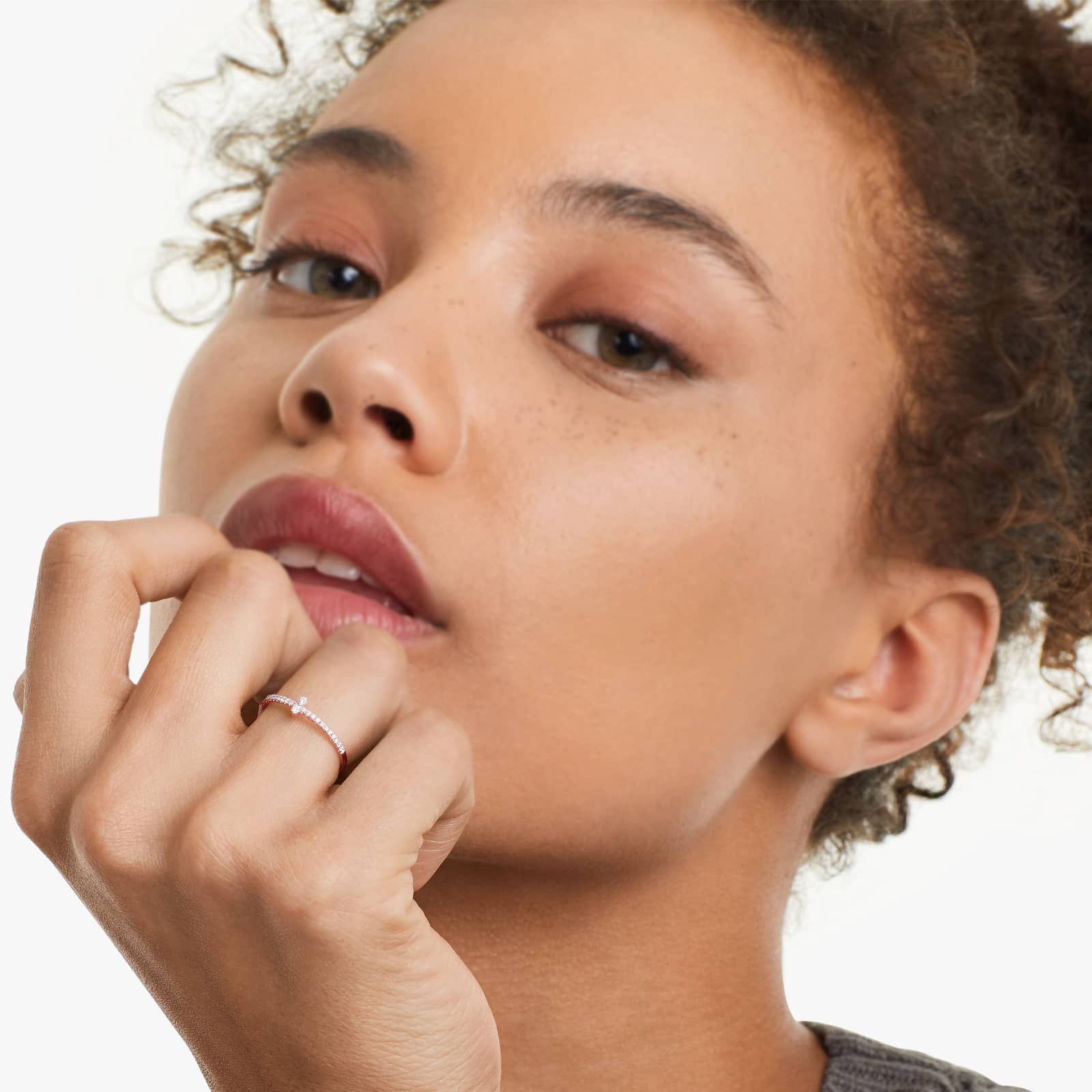 North South Diamond Ring In 14K Rose Gold