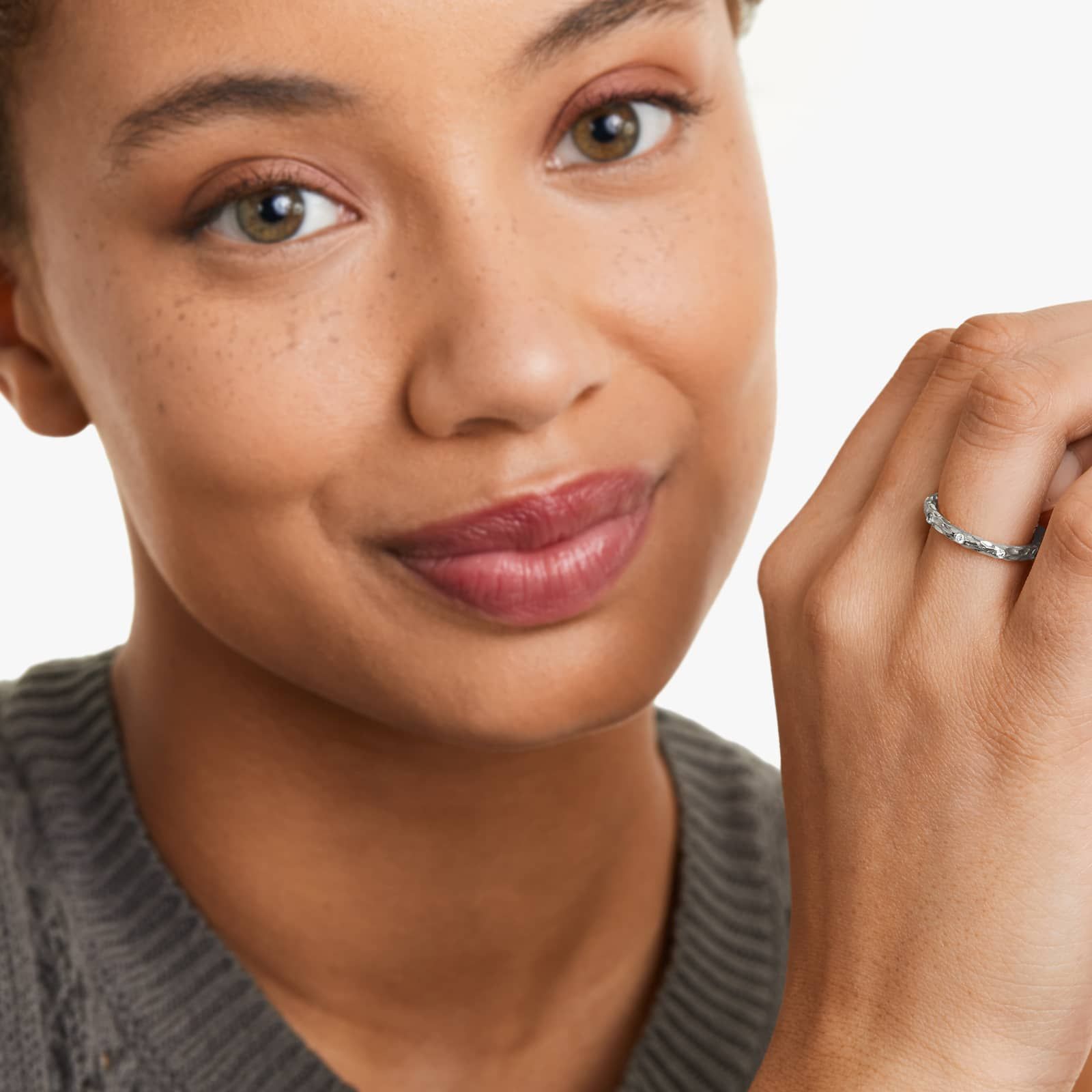 Organic Branch Diamond Ring In 14K White Gold