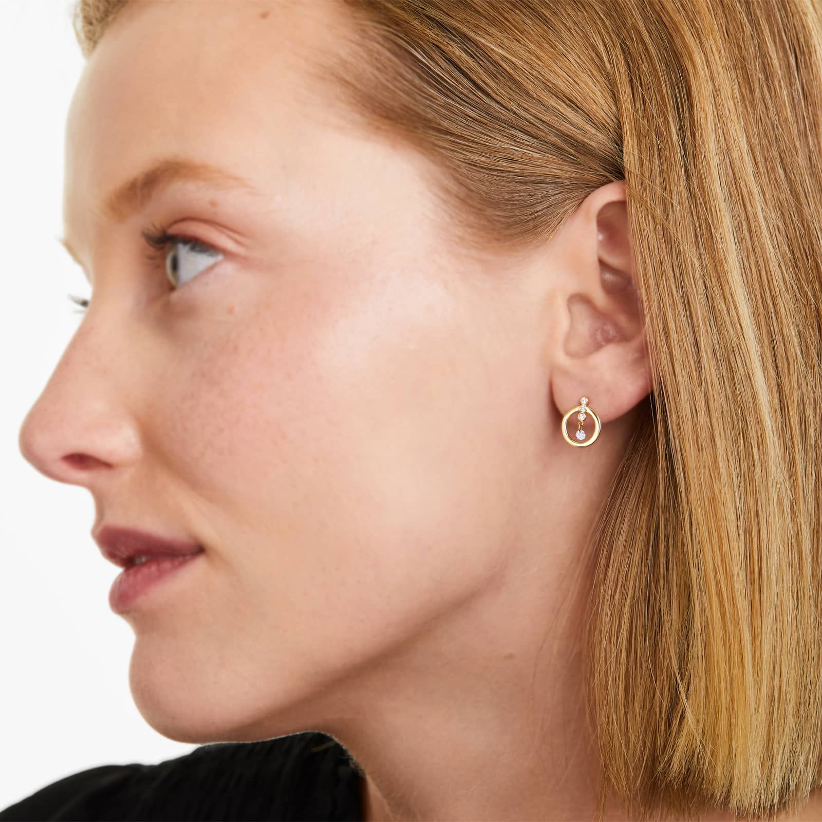 Front Hoops and Dangling Pierced Diamond Earrings In 14K Yellow Gold By Brevani