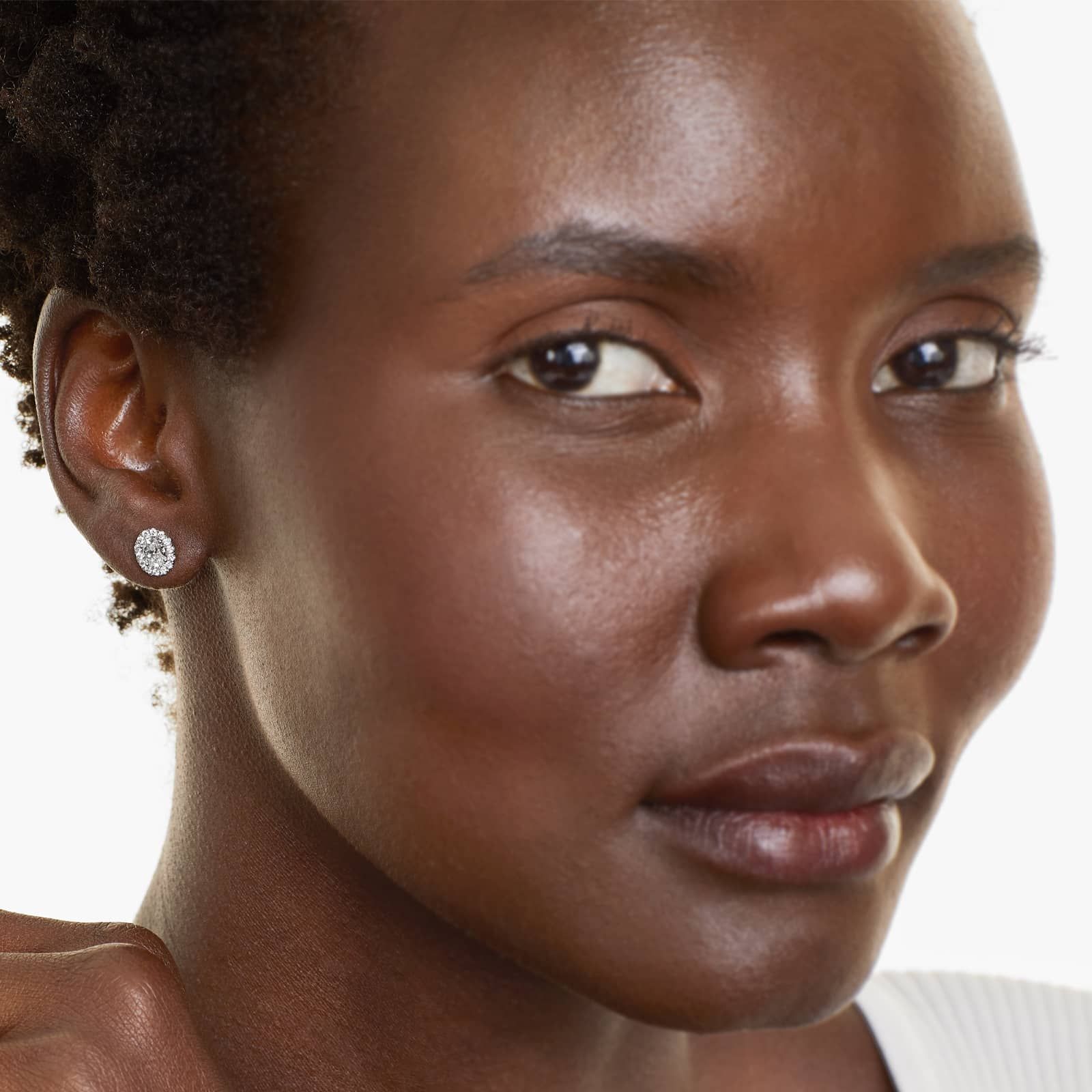 Oval Cut Halo Diamond Stud Earrings 18K White Gold