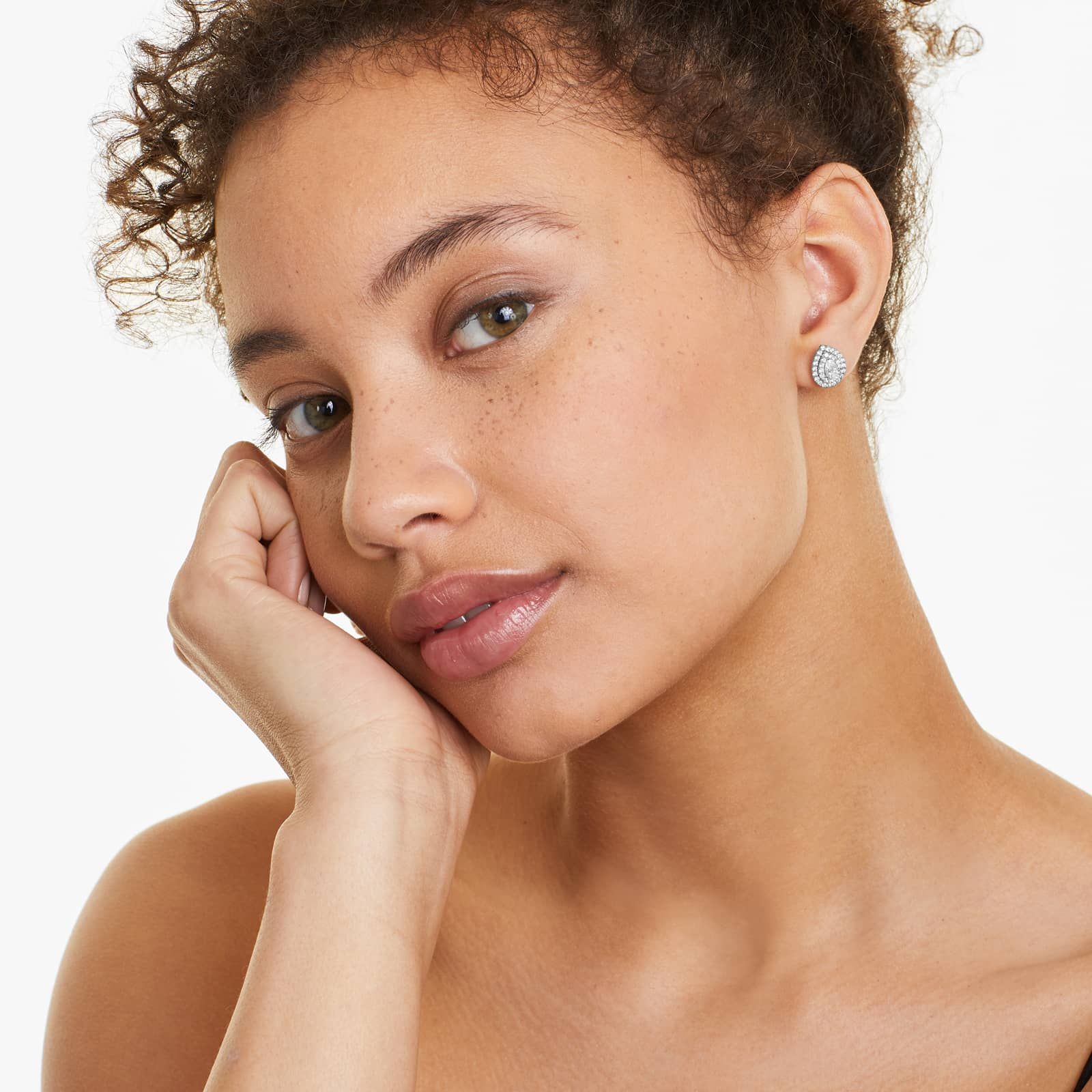 Double Halo Diamond Earrings With Pear Shape Diamonds In 18K White Gold