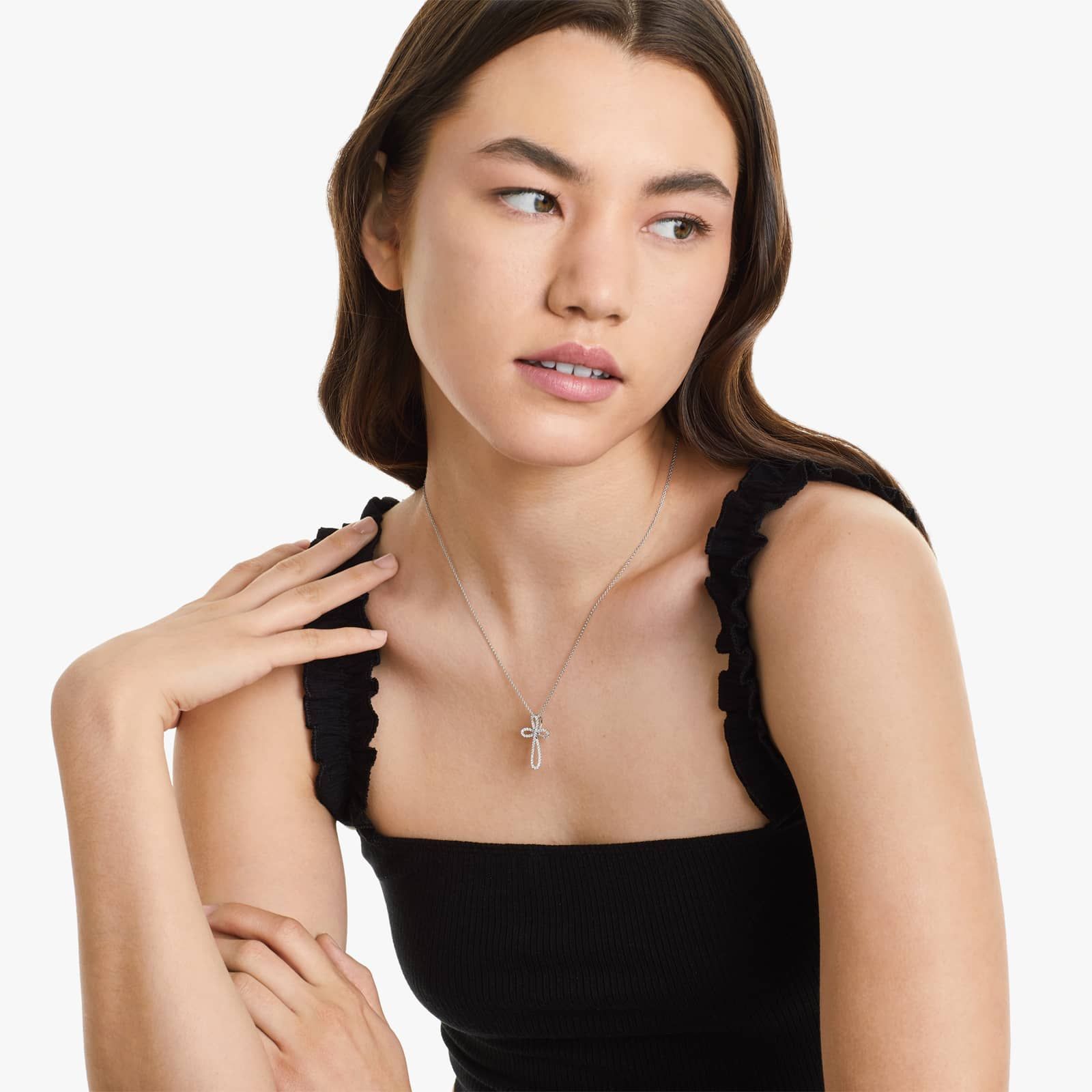 Infinity Cross Diamond Necklace In 14K White Gold