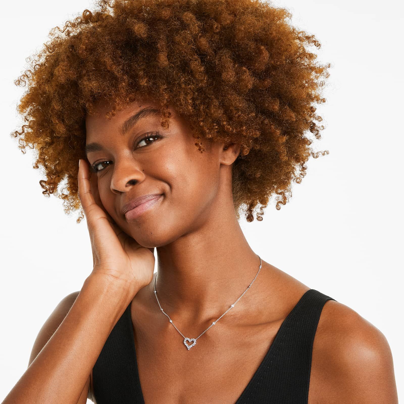 Heart Outline Diamond Necklace In 14K White Gold