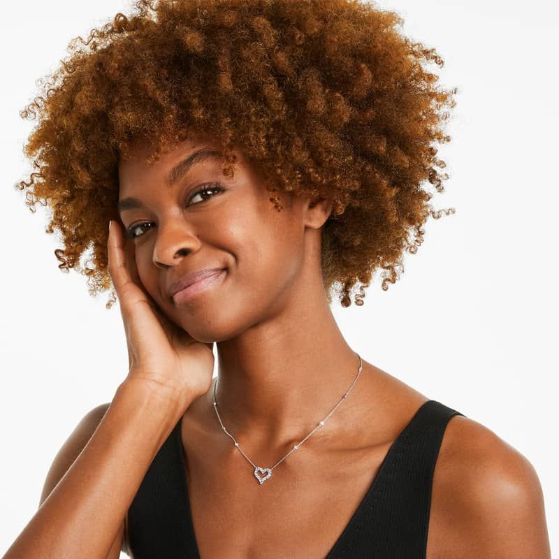 Heart Outline Diamond Necklace In 14K White Gold