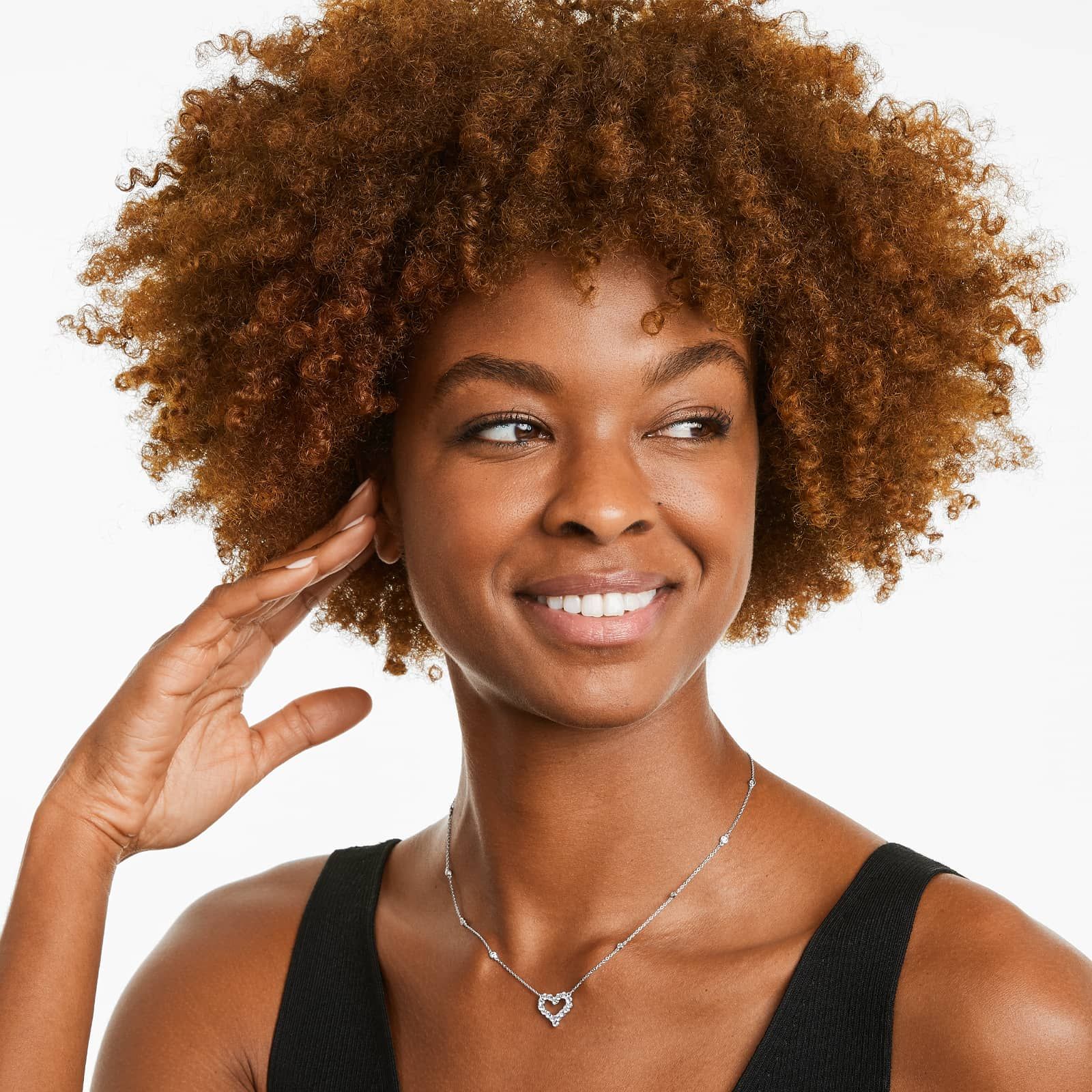 Heart Outline Diamond Necklace In 14K White Gold