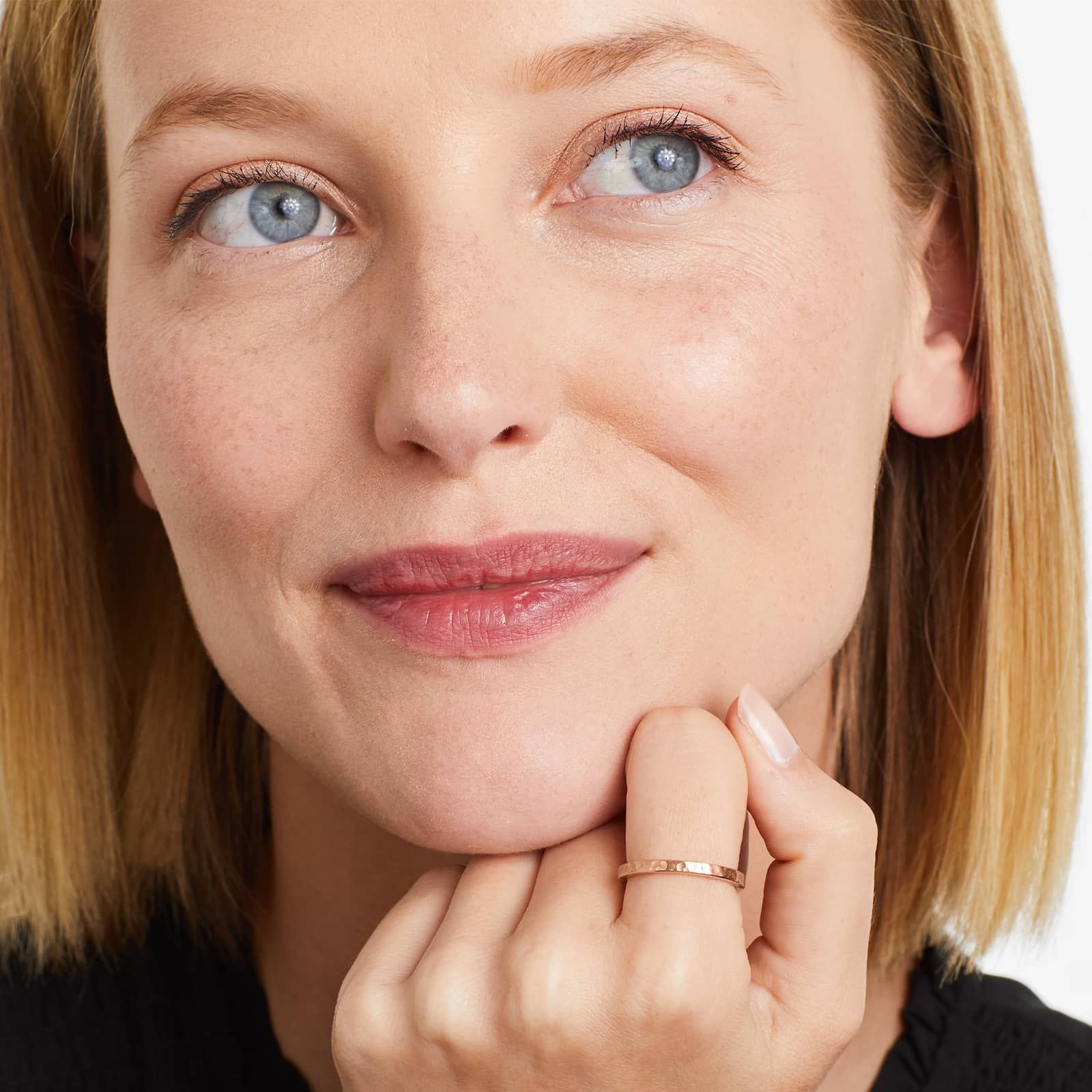 Satin Hammered Ring In 14K Rose Gold