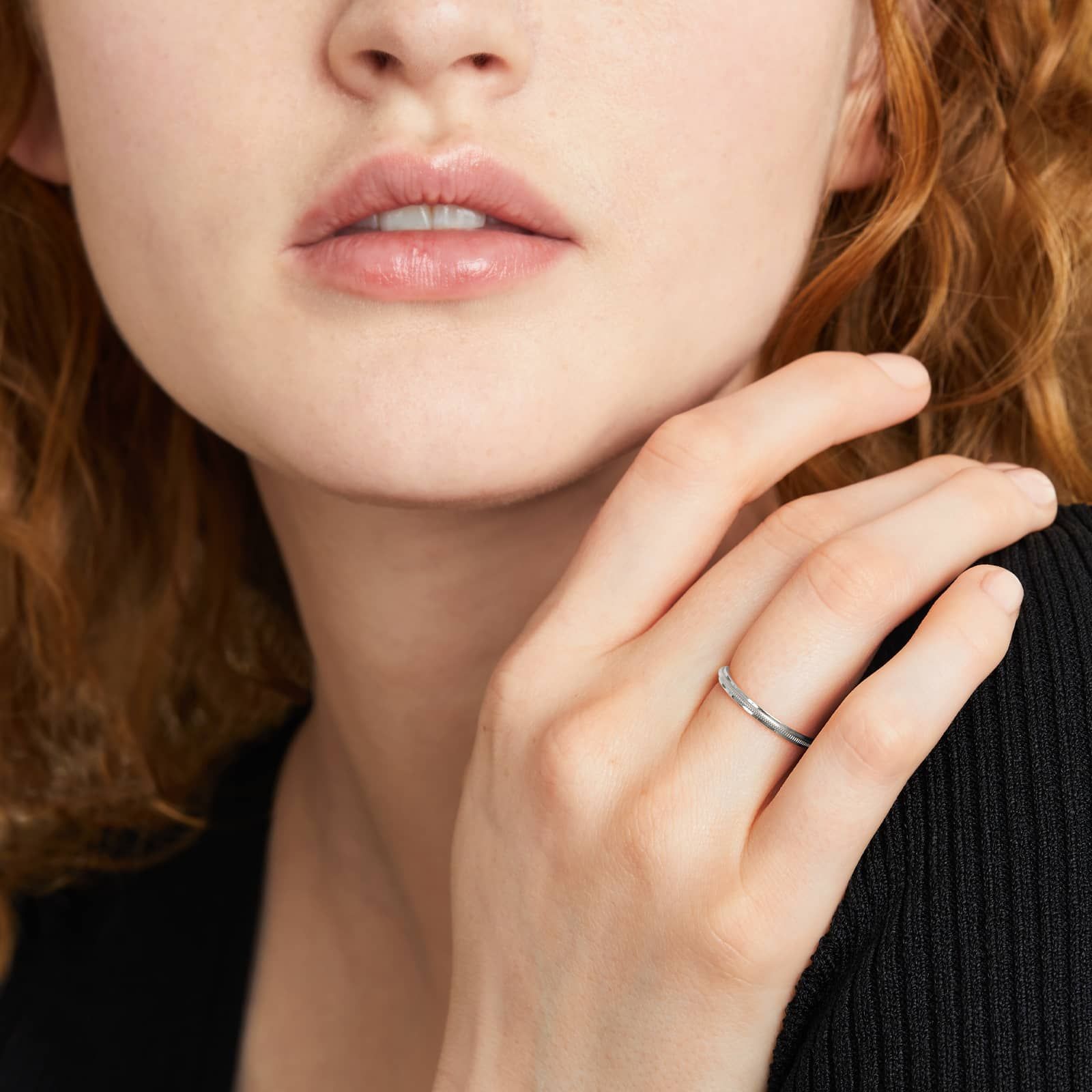 Milgrain Row Ring In 14K White Gold