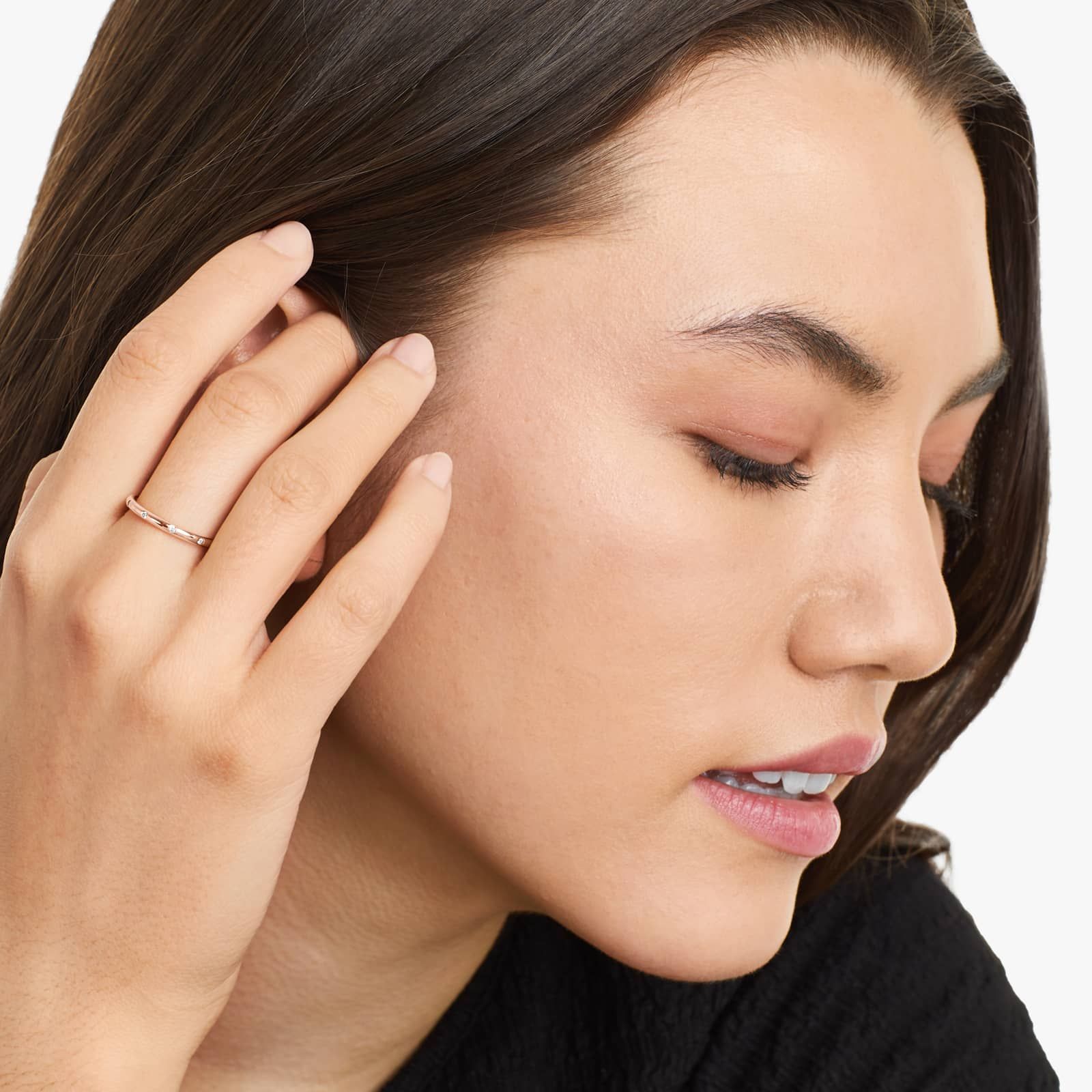 Bezel Set Diamond Ring In 14K Rose Gold