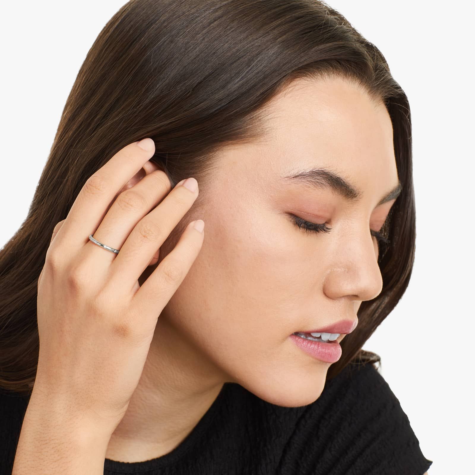 Bezel Set Diamond Ring In 14K White Gold