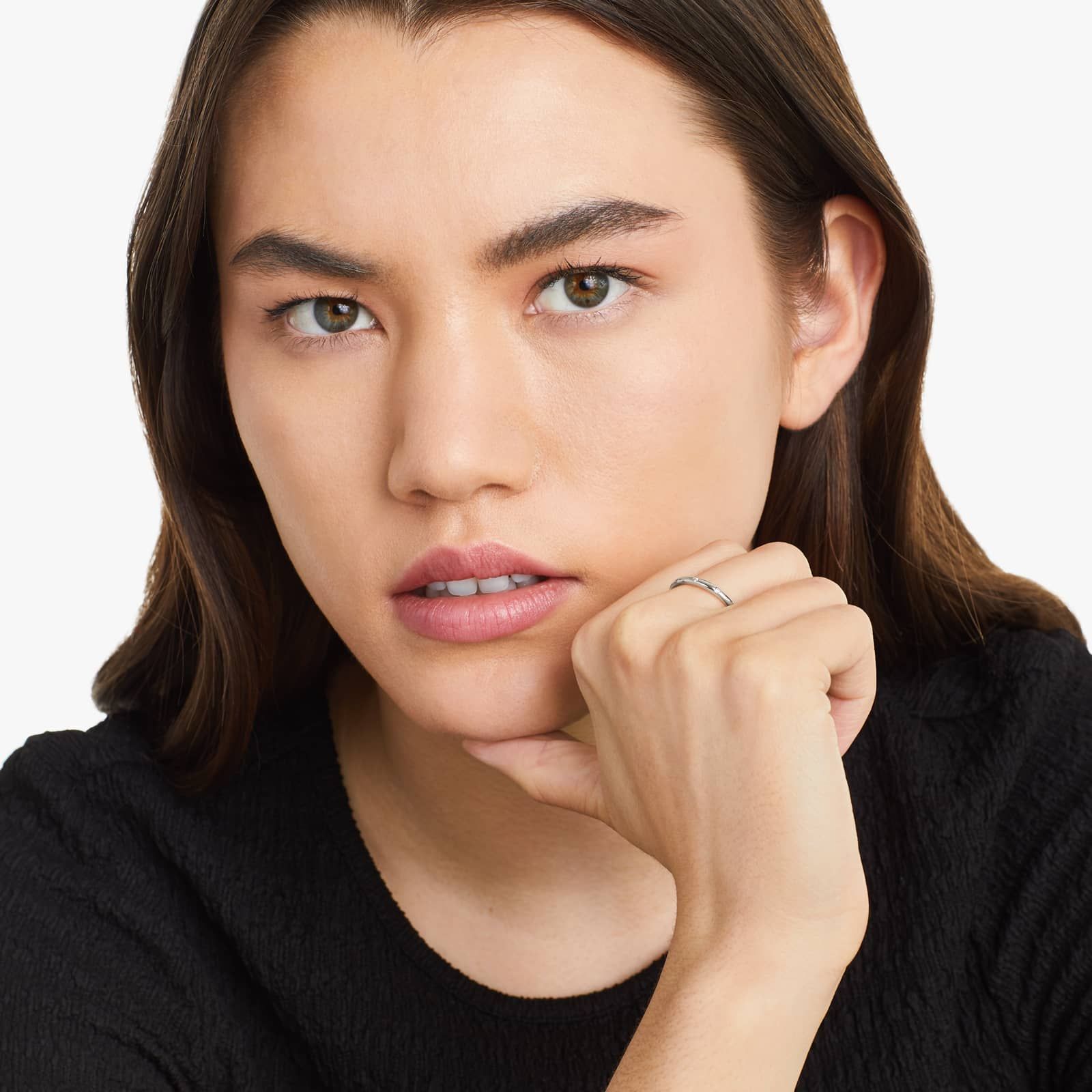 Bezel Set Diamond Ring In 14K White Gold