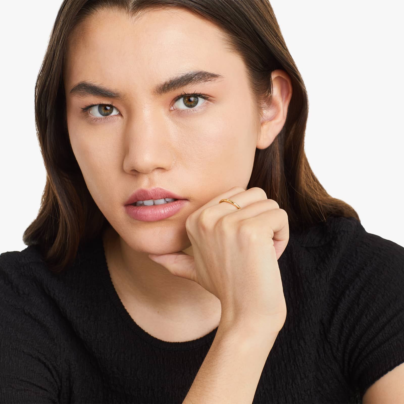 Bezel Set Diamond Ring In 14K Yellow Gold