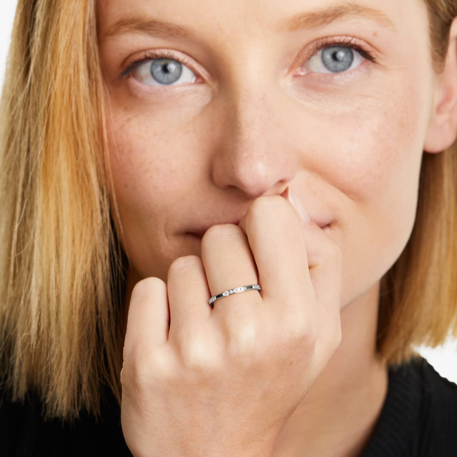 Dash Diamond Ring In 14K White Gold