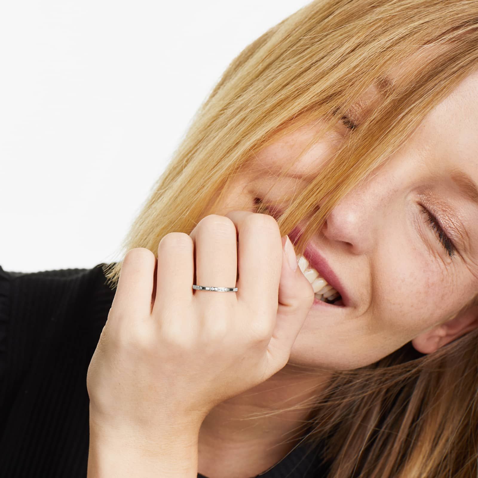 Dash Diamond Ring In 14K White Gold