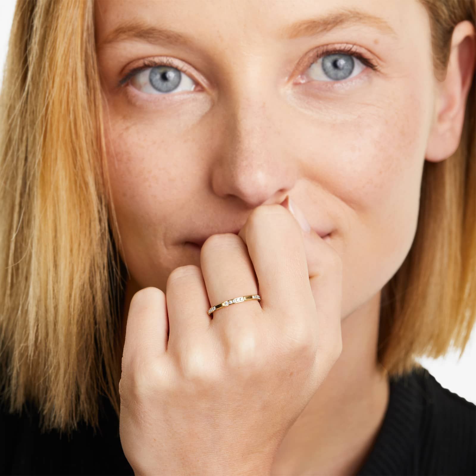 Dash Diamond Ring In 14K Yellow Gold