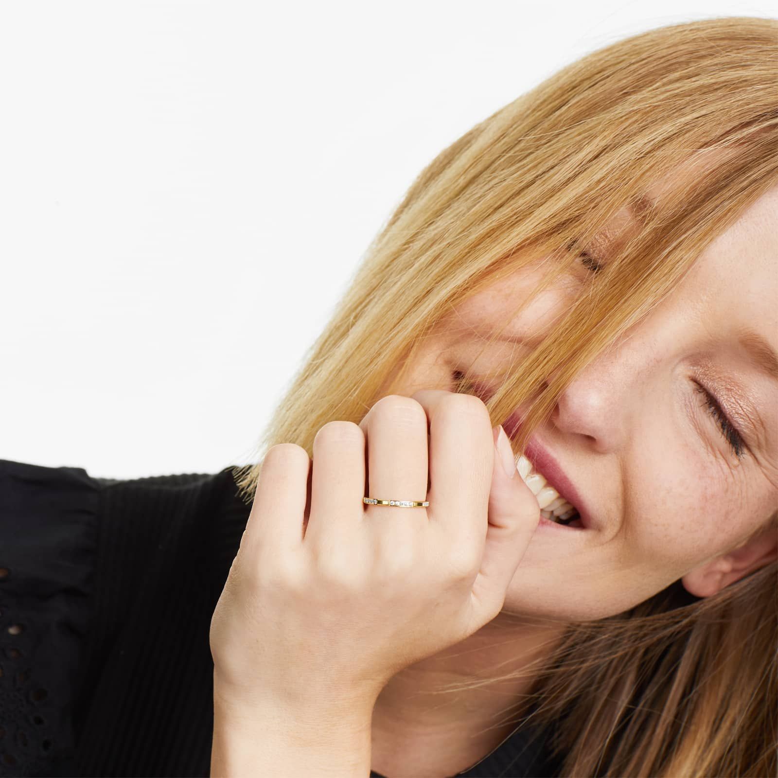 Dash Diamond Ring In 14K Yellow Gold