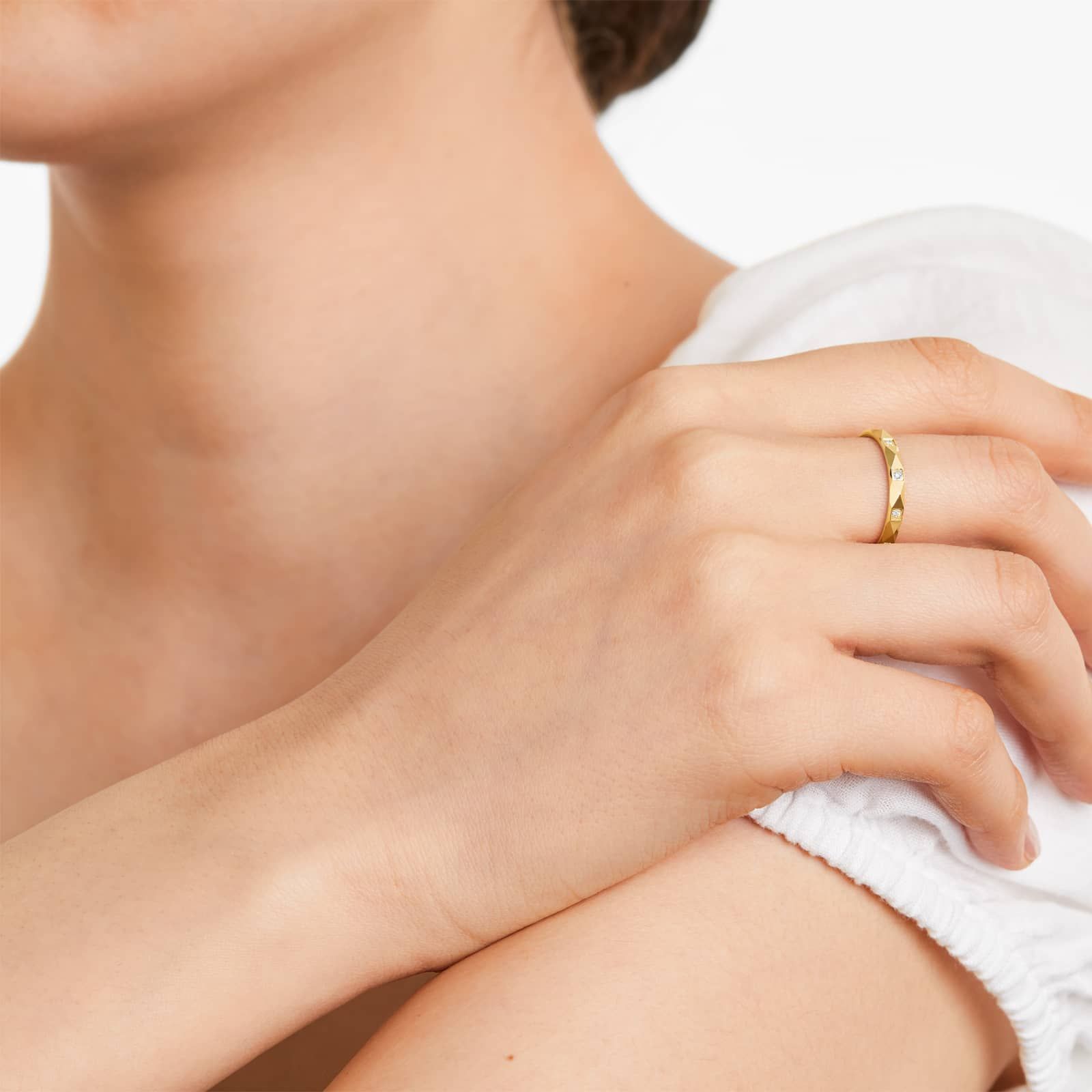 Pyramid Diamond Ring In 14K Yellow Gold